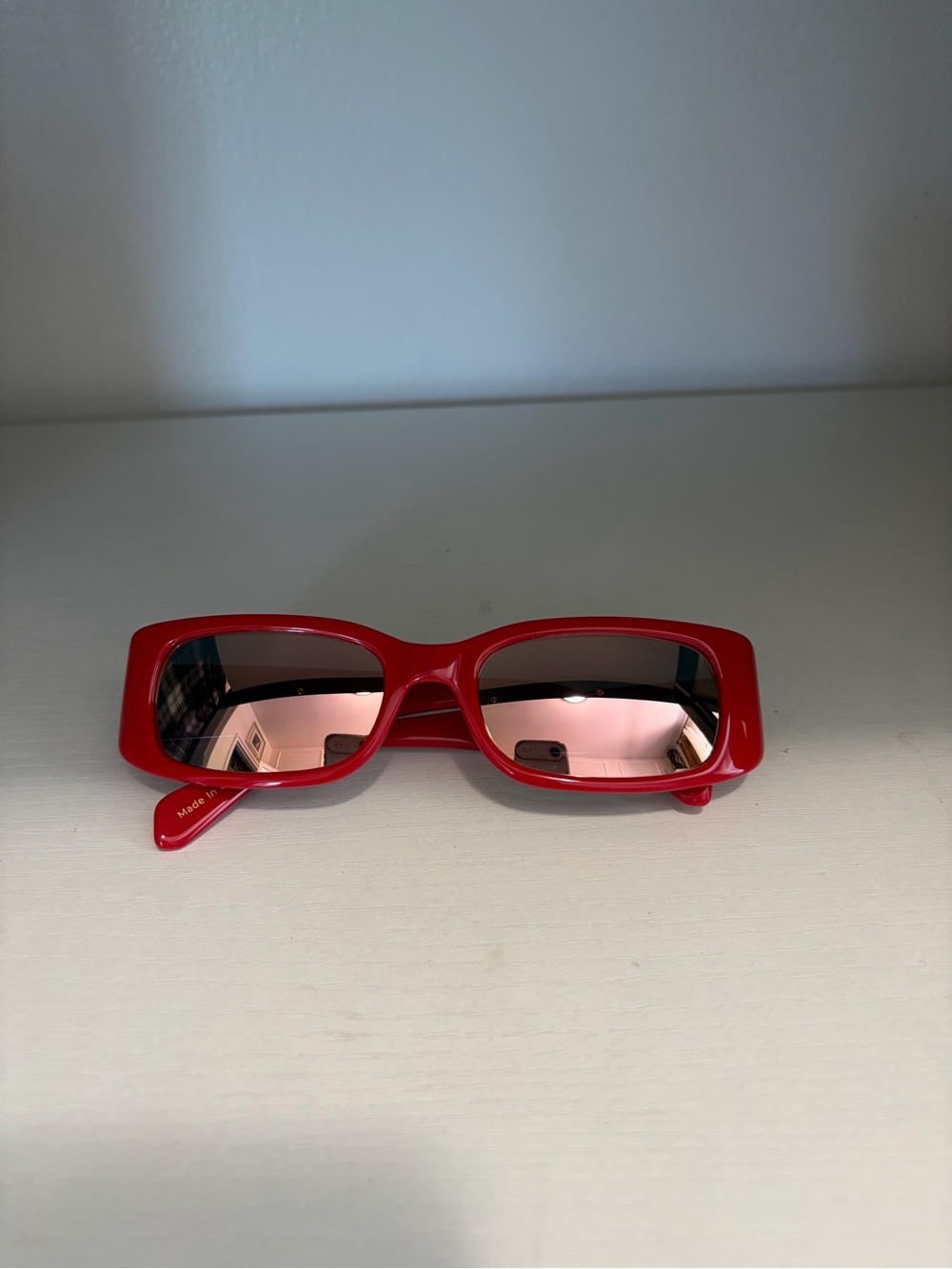 Red Rectangular Women's Sunglasses - Elisa Johnson